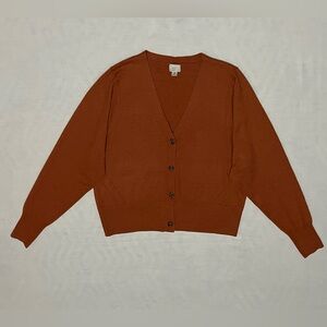 A New Day Rust Orange V-Neck Button Front Cardigan - Size Medium